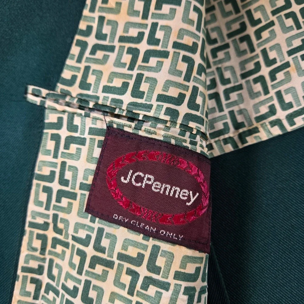 Vintage Leisure Suit Jacket Mens 40R Green JCPenney 70s Disco Mod Blazer